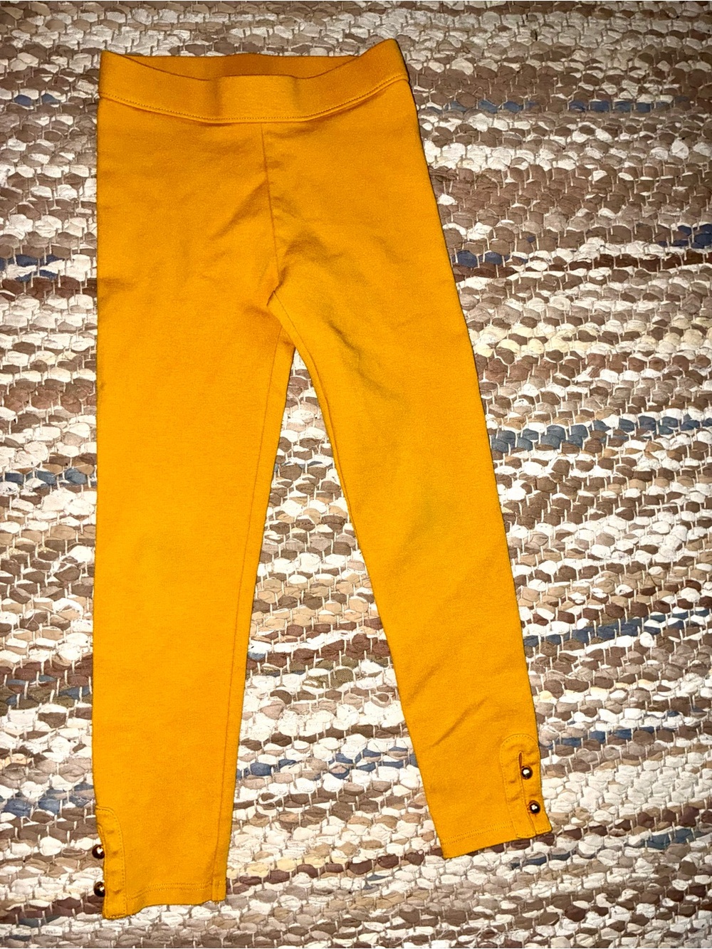 Janie and Jack Girls' Mustard Yellow Button-Hem Leggings